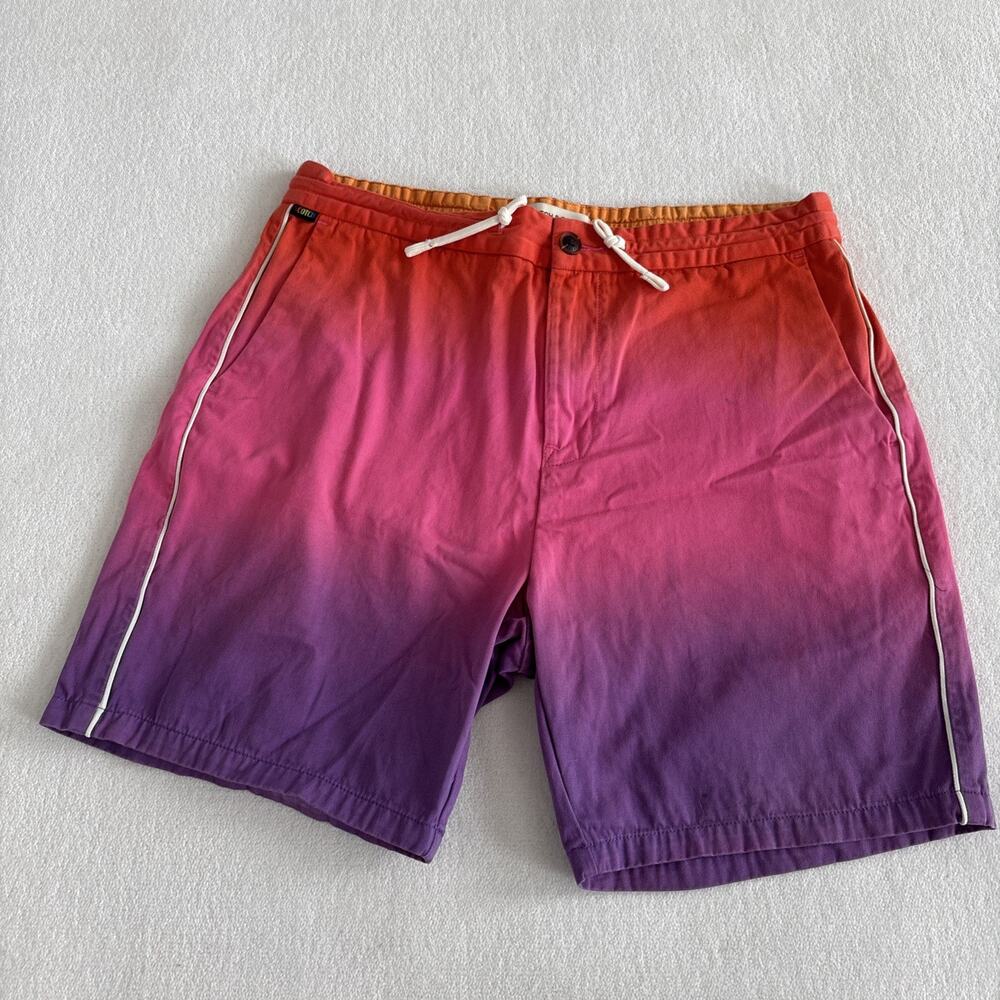 NWOT Scotch & Soda Men Shorts 32 Orange Purple Ombre Elastic‎ Drawstring Waist